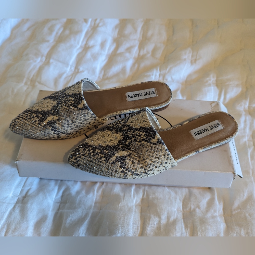 Steve Madden snake print studded mule